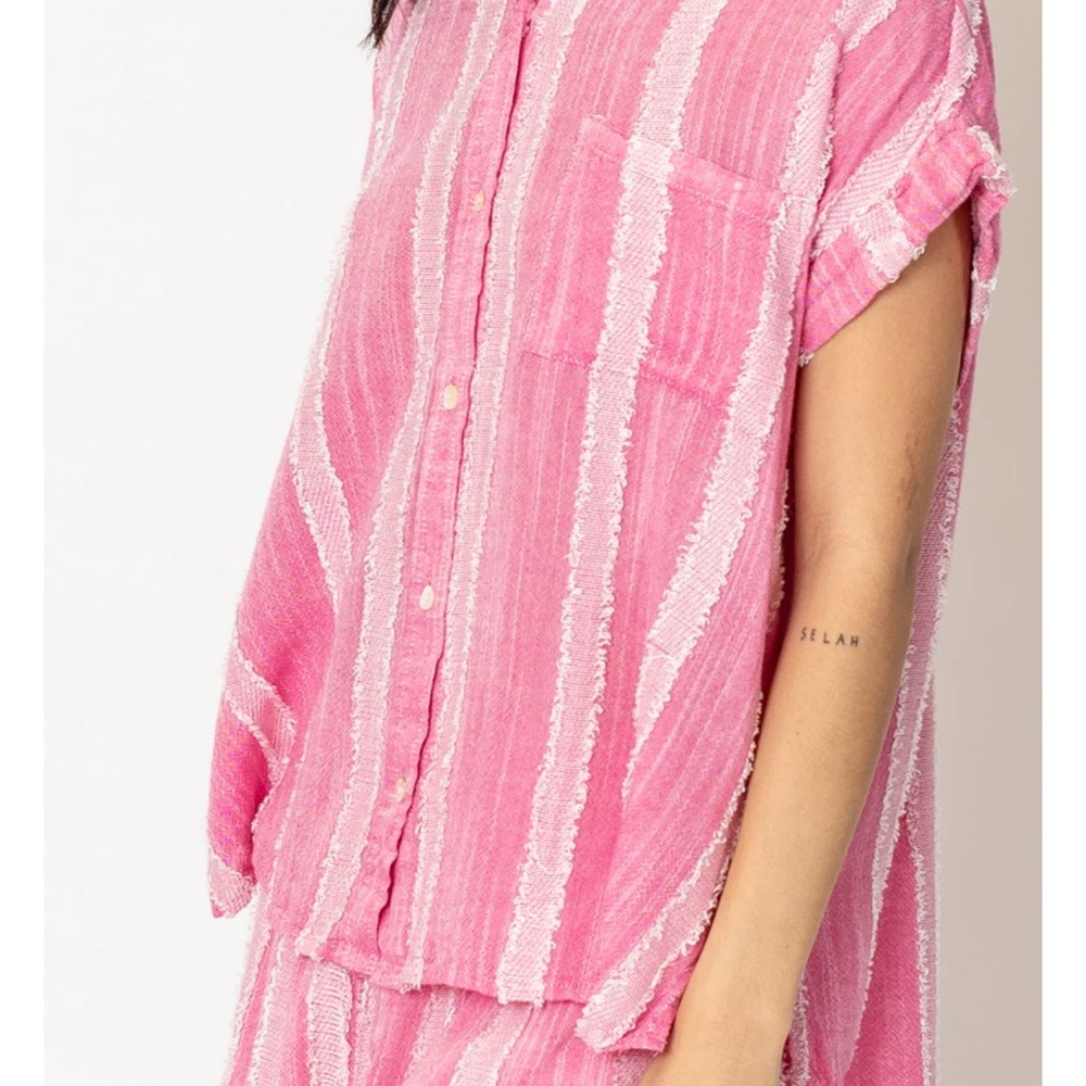 Pink Striped Button-Up Shirt - Picture 3 of 5